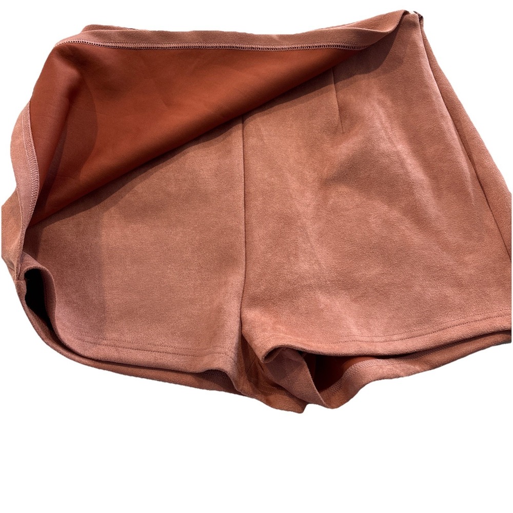 About Us Wrap Suede Mini Skirt Size Med Brown Zipper Boho Retro - Picture 2 of 6